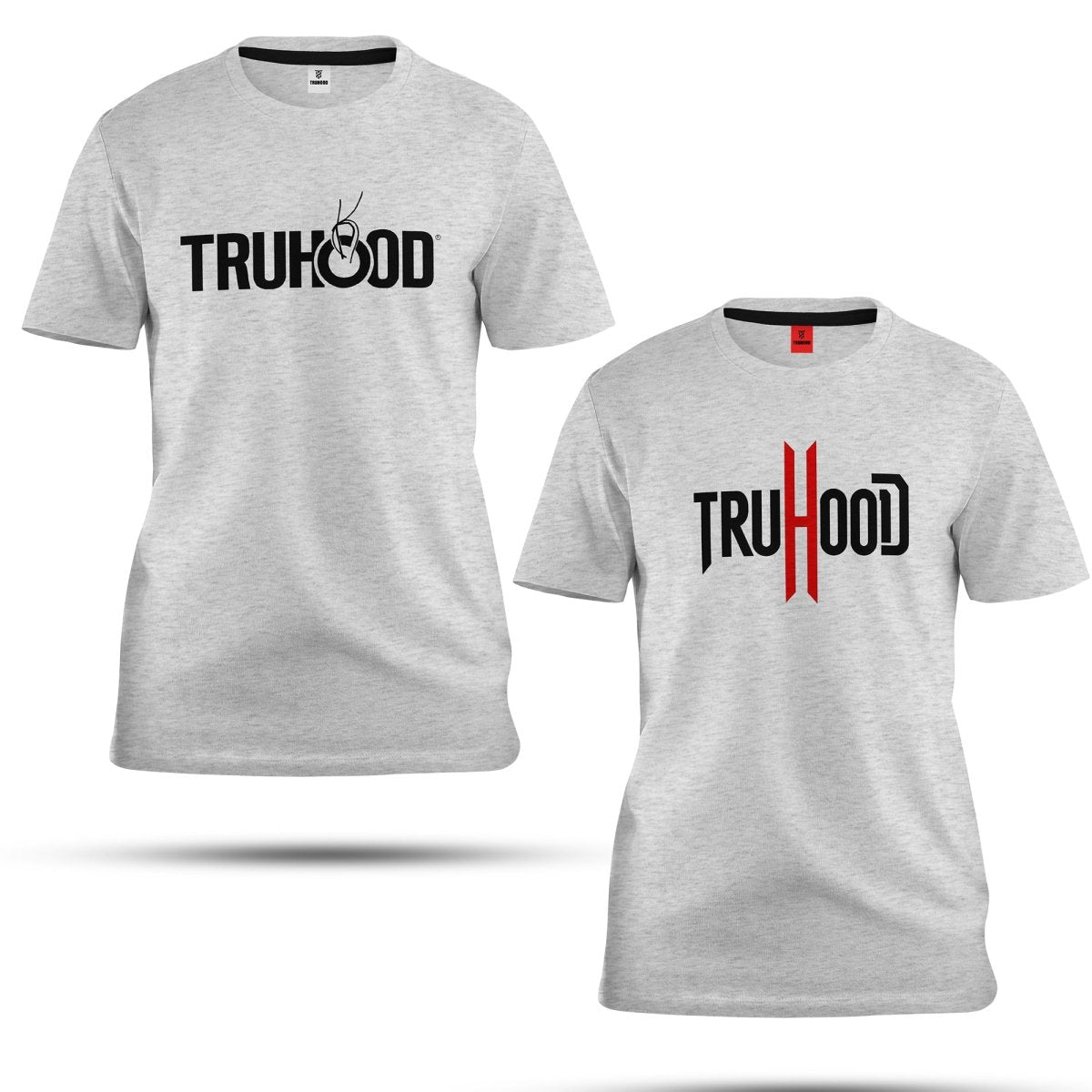 Men's Grey T-Shirt 2 - Pack | Black & Red Print Designs | Organic Cotton Comfort